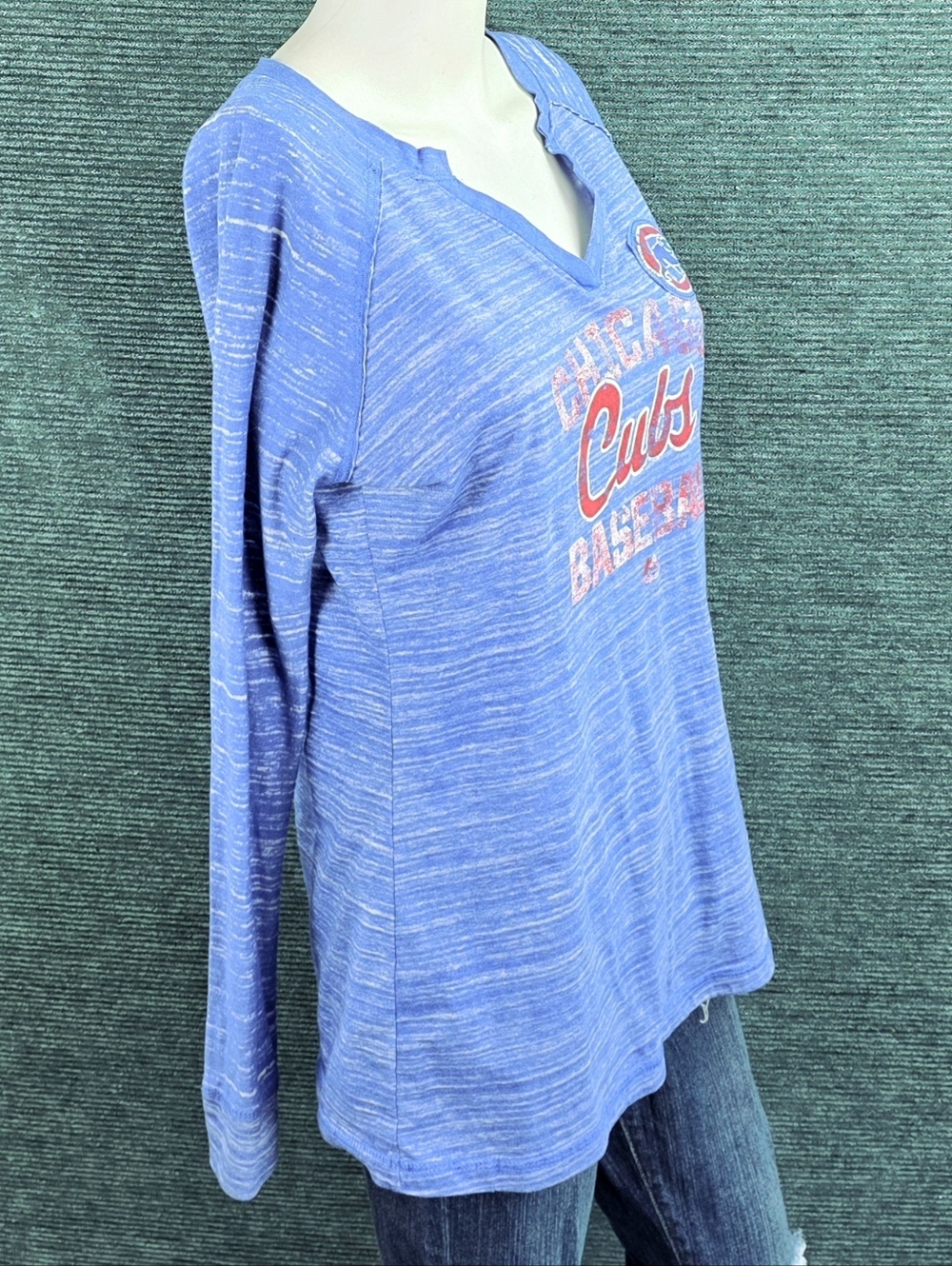 Majestic Brand Vintage Look Chicago Cubs Long Sleeve Tee For Kitty Rescue! - Picture 2 of 12